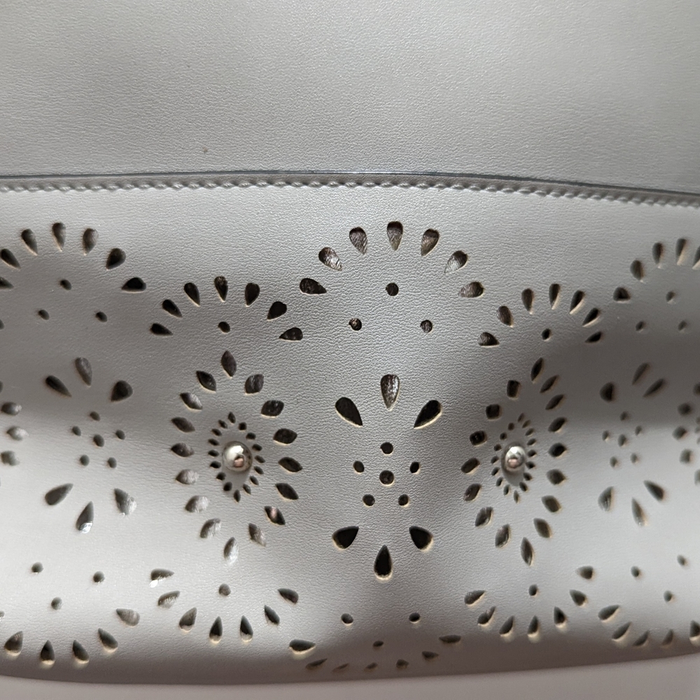 Franco Sarto Gray Handbag Purse cutout Eyelet Light - Picture 2 of 7